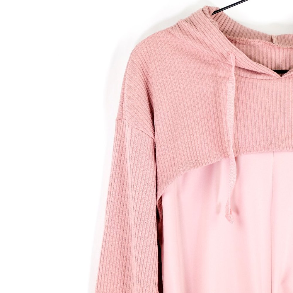 SHEIN Knot Front Drop Shoulder Drawstring Hoodie